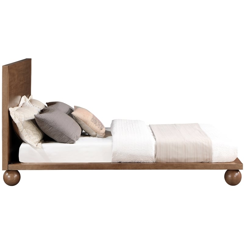 Bowery Hill Modern / Contemporary Solid Ash Wood Walnut Queen Bed