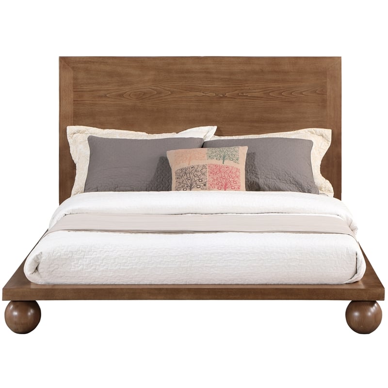 Bowery Hill Modern / Contemporary Solid Ash Wood Walnut Queen Bed