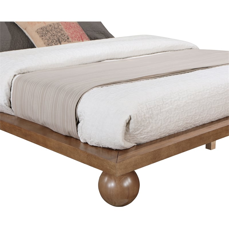 Bowery Hill Modern / Contemporary Solid Ash Wood Walnut Queen Bed