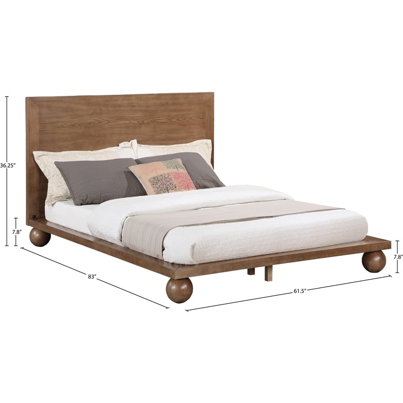Bowery Hill Modern / Contemporary Solid Ash Wood Walnut Queen Bed