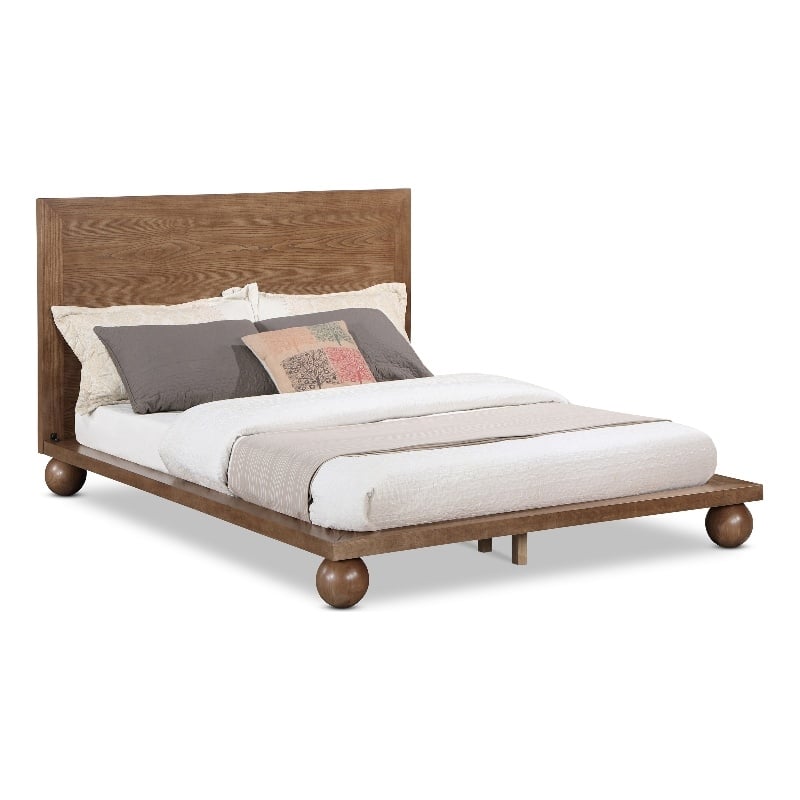 Bowery Hill Modern / Contemporary Solid Ash Wood Walnut Queen Bed