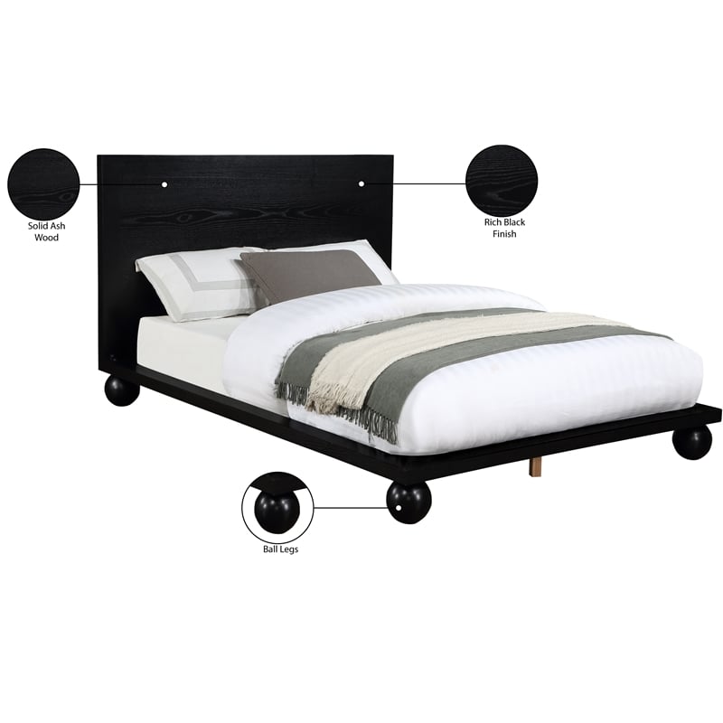 Bowery Hill Modern / Contemporary Solid Ash Wood Black King Bed