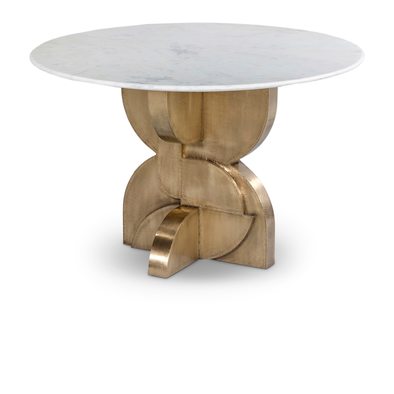 Bowery Hill Contemporary Genuine Marble Top White Dining Table