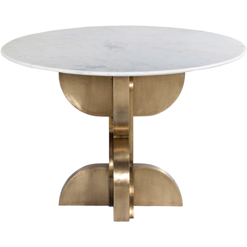 Bowery Hill Contemporary Genuine Marble Top White Dining Table