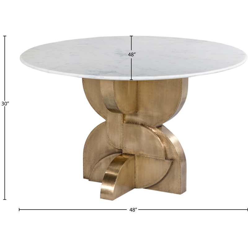 Bowery Hill Contemporary Genuine Marble Top White Dining Table