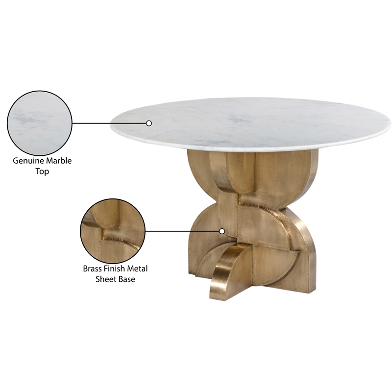 Bowery Hill Contemporary Genuine Marble Top White Dining Table