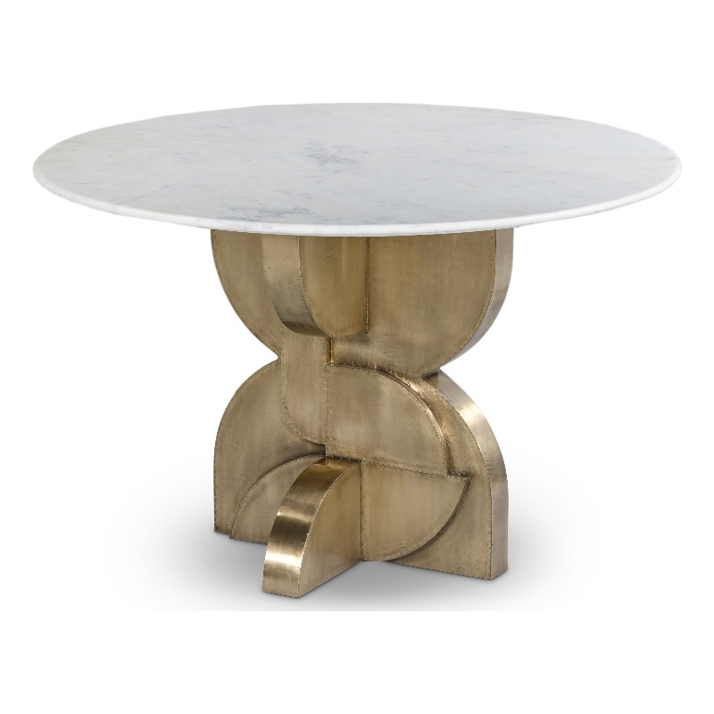Bowery Hill Contemporary Genuine Marble Top White Dining Table