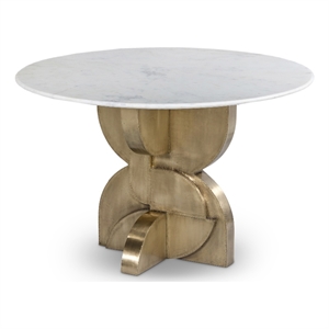 Bowery Hill Contemporary Genuine Marble Top White Dining Table