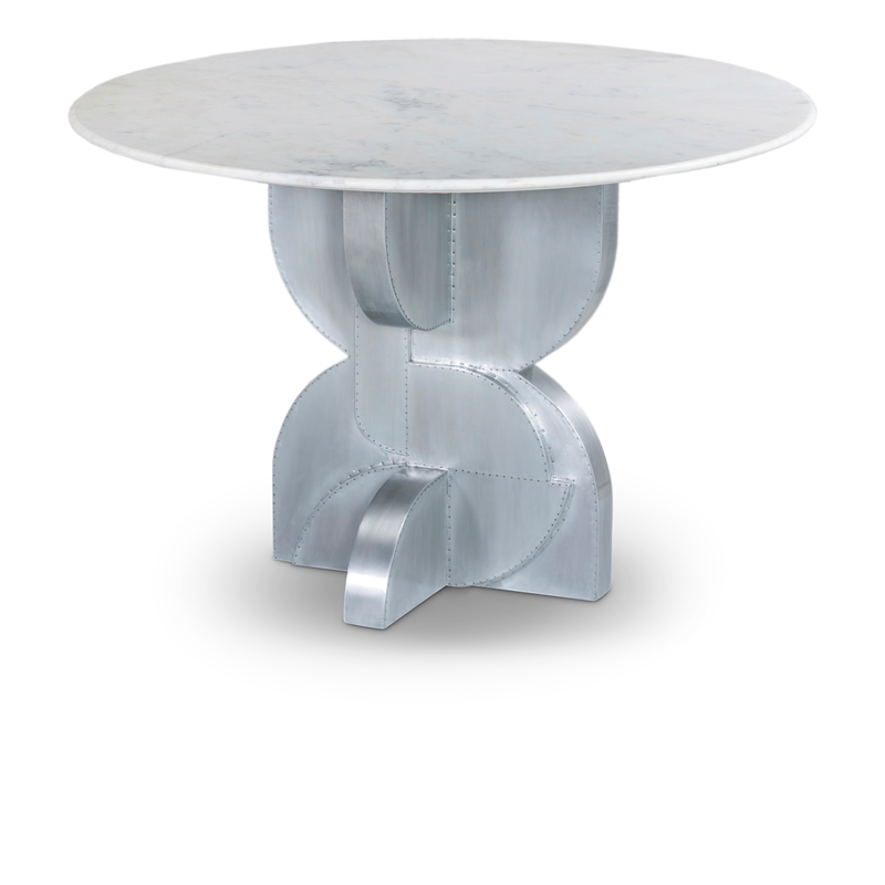 Bowery Hill Contemporary Genuine Marble Top White Dining Table