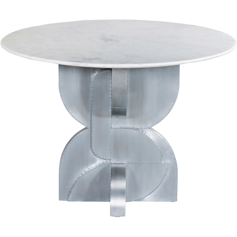 Bowery Hill Contemporary Genuine Marble Top White Dining Table