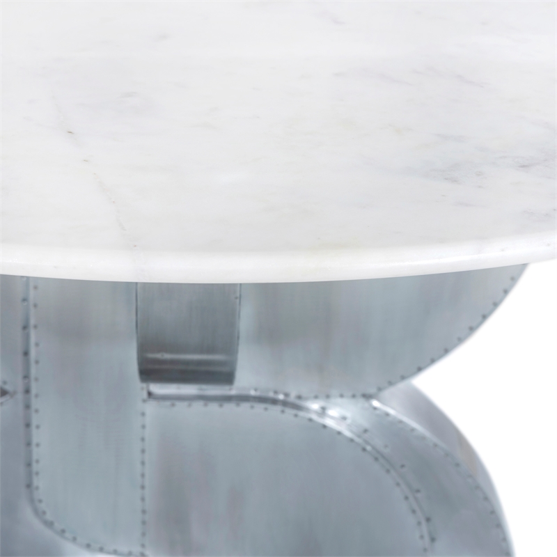 Bowery Hill Contemporary Genuine Marble Top White Dining Table