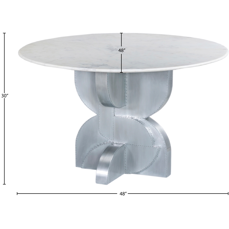 Bowery Hill Contemporary Genuine Marble Top White Dining Table