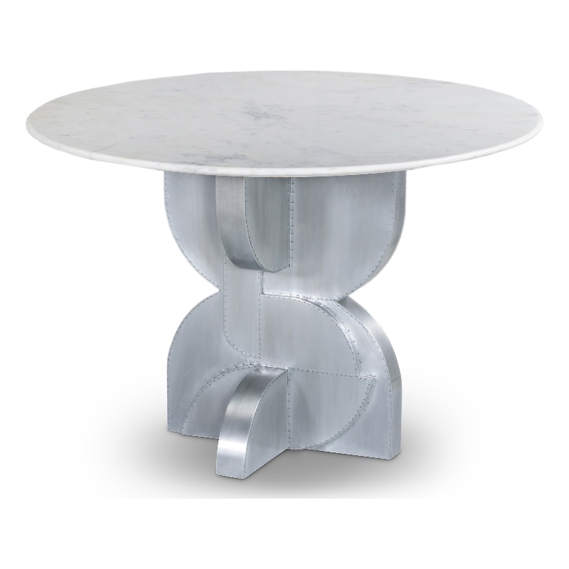 Bowery Hill Contemporary Genuine Marble Top White Dining Table