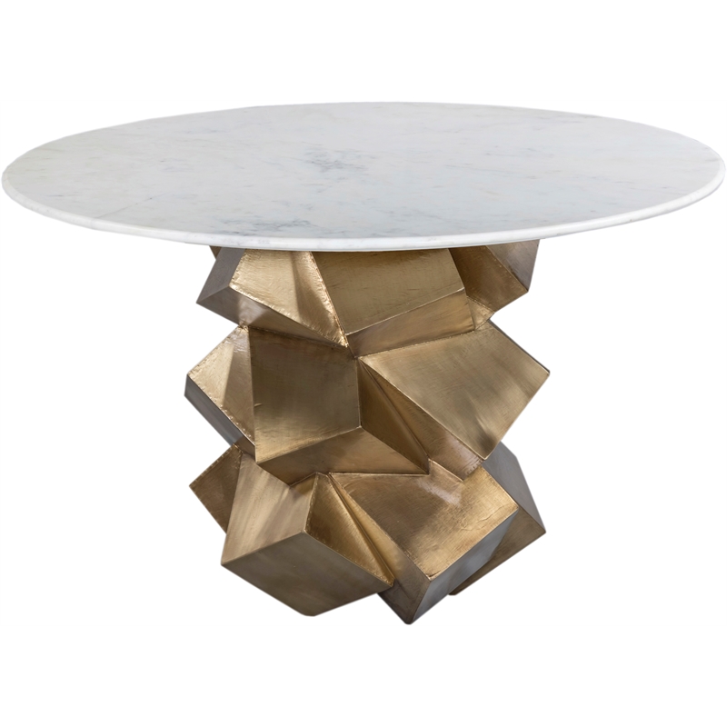 Bowery Hill Contemporary Genuine Marble Top White Dining Table