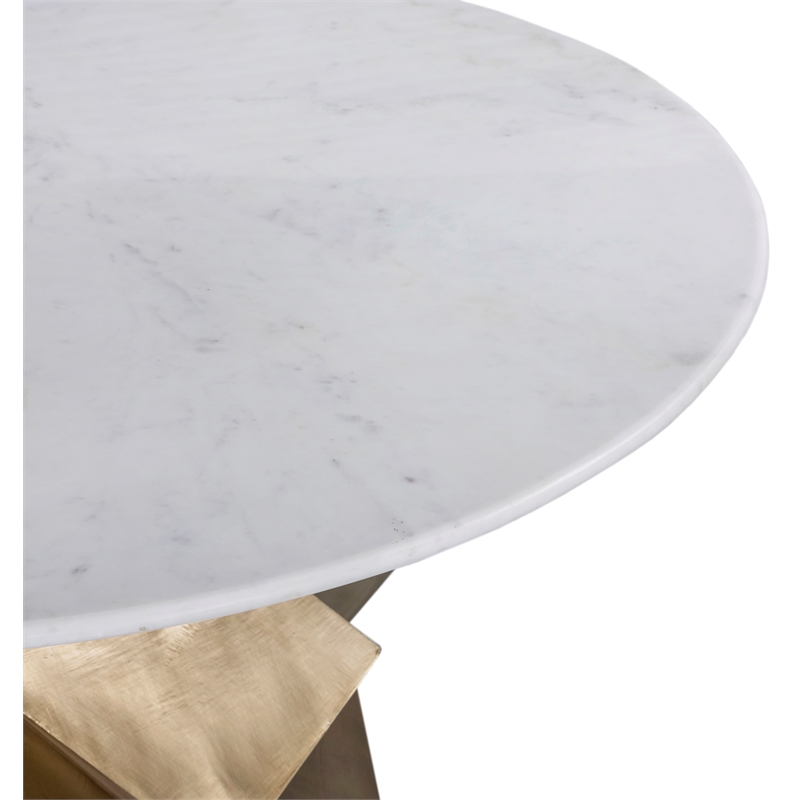 Bowery Hill Contemporary Genuine Marble Top White Dining Table
