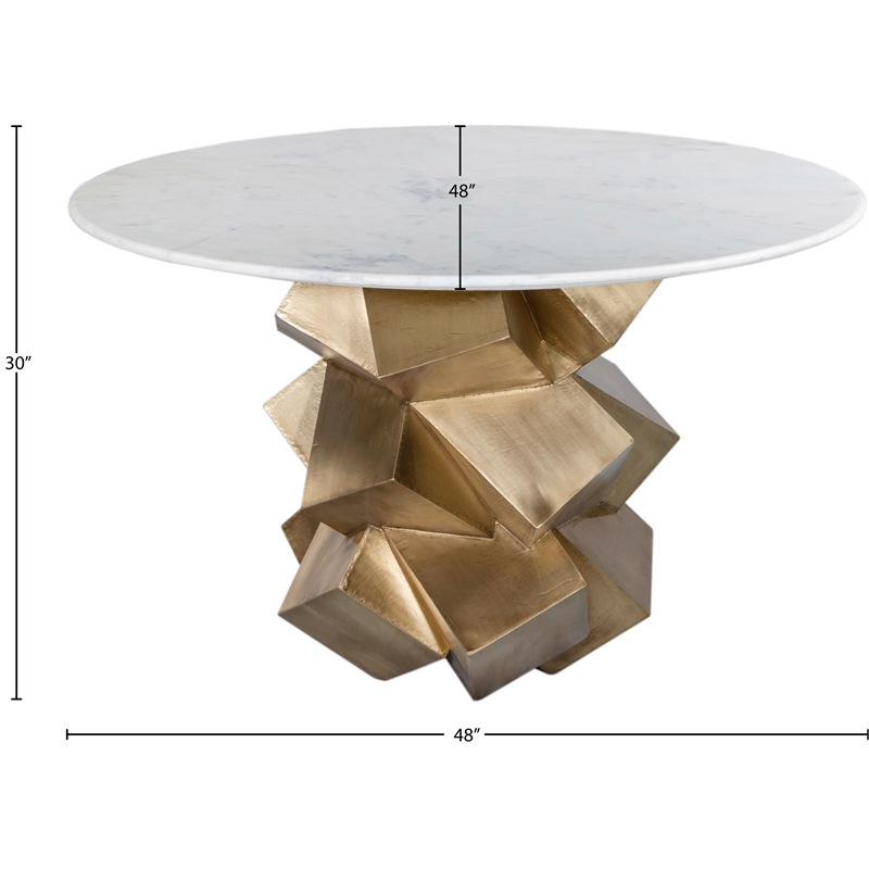 Bowery Hill Contemporary Genuine Marble Top White Dining Table