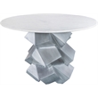Bowery Hill Contemporary Genuine Marble Top White Dining Table
