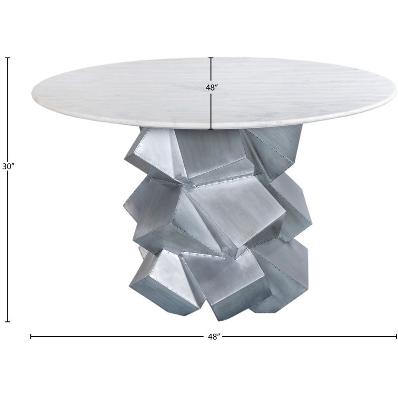 Bowery Hill Contemporary Genuine Marble Top White Dining Table