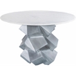 Bowery Hill Contemporary Genuine Marble Top White Dining Table