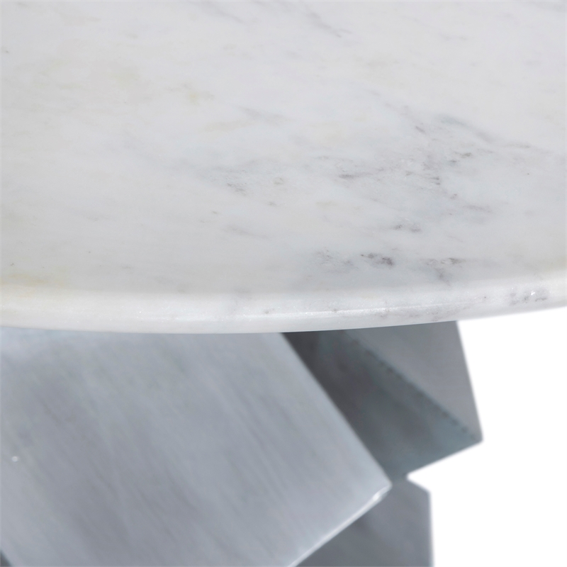 Bowery Hill Contemporary Genuine Marble Top White Dining Table