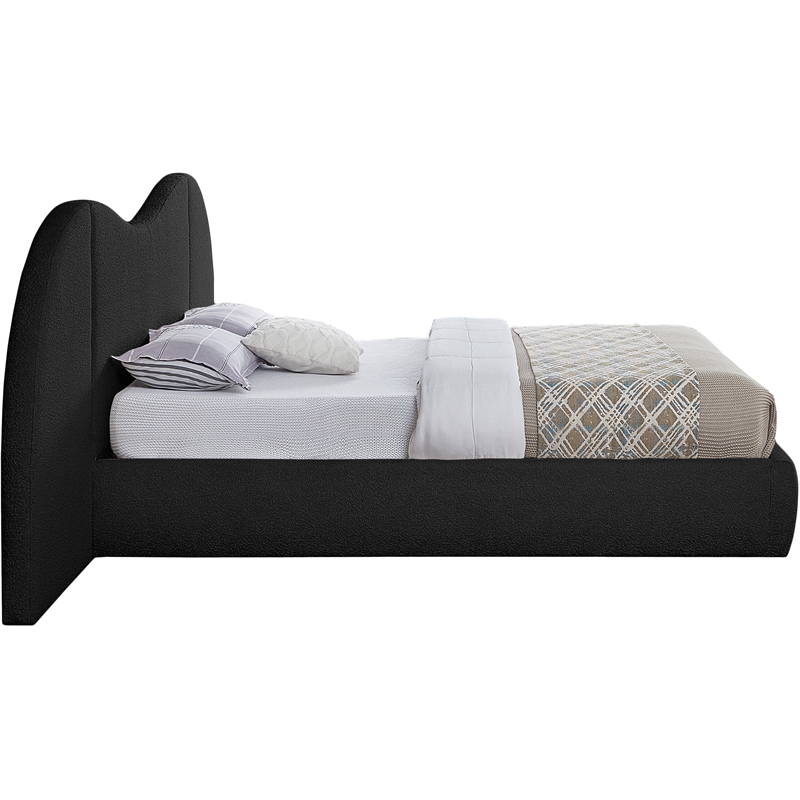 Bowery Hill Contemporary Black Boucle Durable Fabric King Bed