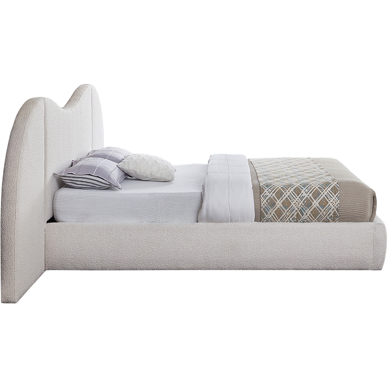 Bowery Hill Contemporary Cream Boucle Durable Fabric King Bed