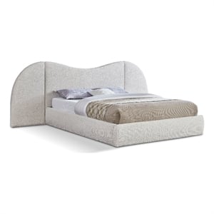 Bowery Hill Contemporary Cream Boucle Durable Fabric King Bed
