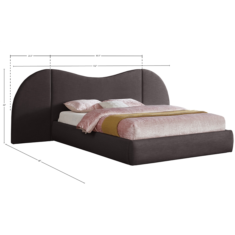 Bowery Hill Contemporary Brown Linen Textured Fabric King Bed