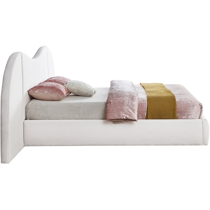 Bowery Hill Contemporary White Linen Textured Fabric King Bed