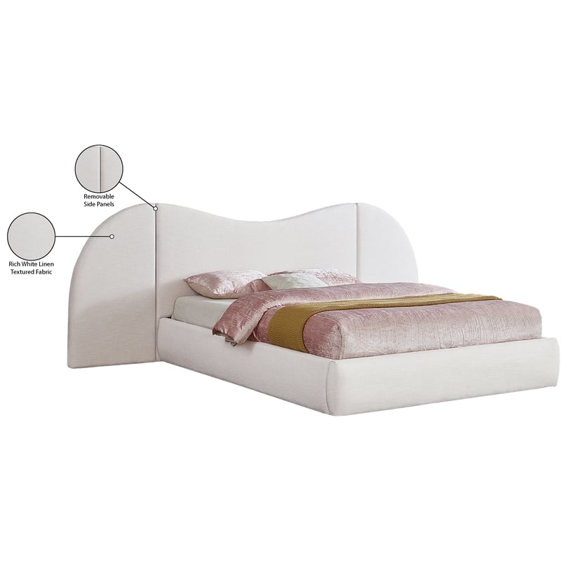 Bowery Hill Contemporary White Linen Textured Fabric King Bed