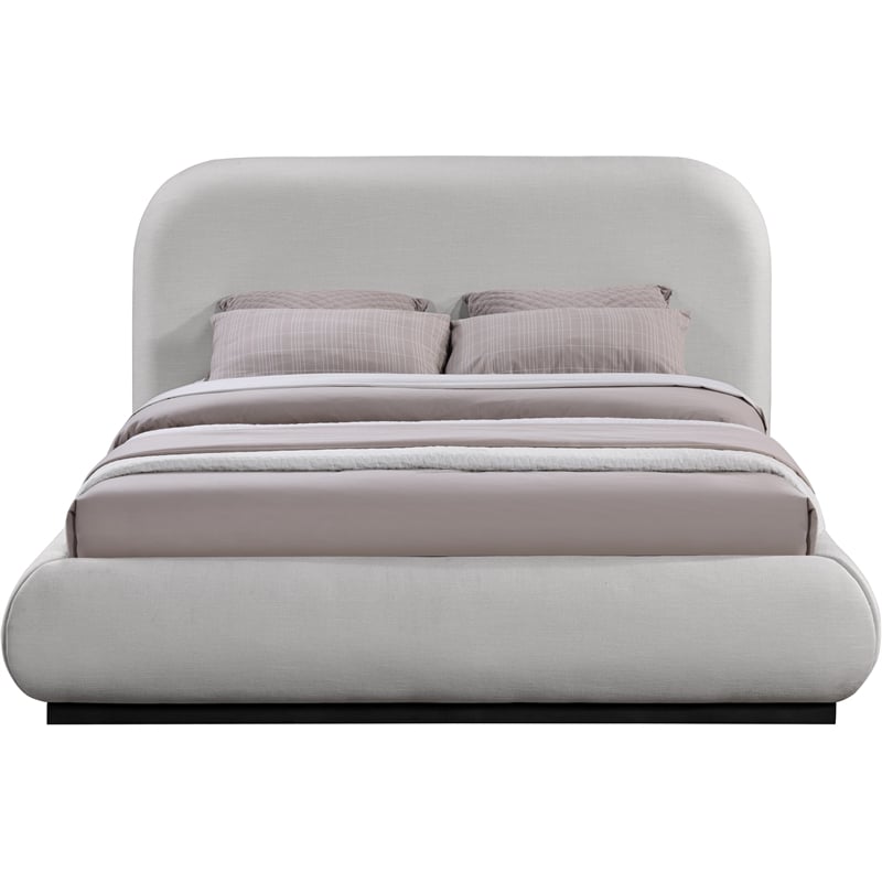 Bowery Hill Contemporary Grey Chenille Durable Fabric Queen Bed