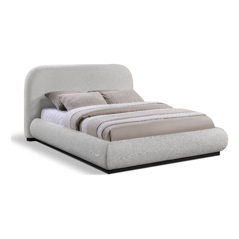 Bowery Hill Contemporary Grey Chenille Durable Fabric Queen Bed