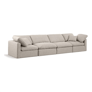 Bowery Hill Contemporary 140&quot Linen Fabric Modular Sofa in Beige