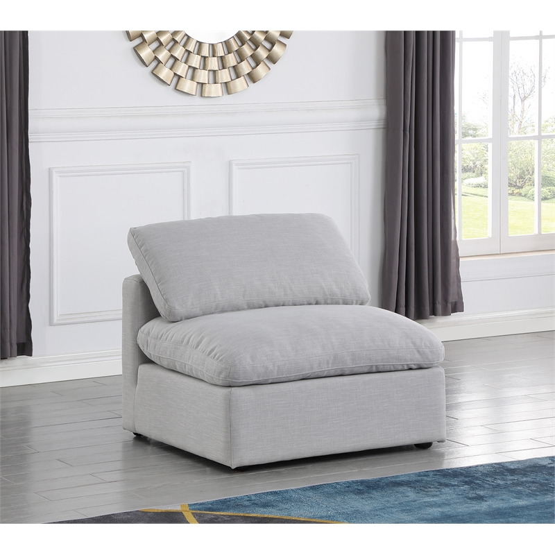 Bowery Hill Contemporary Linen Durable Fabric Armless Chair in Gray