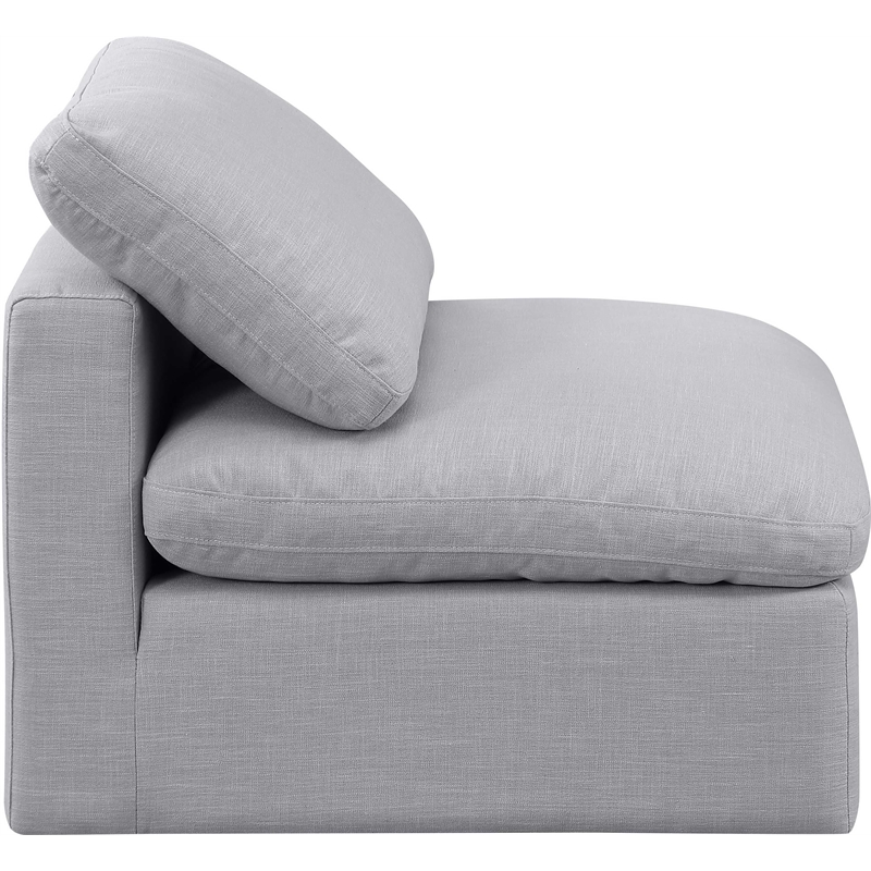 Bowery Hill Contemporary Linen Durable Fabric Armless Chair in Gray
