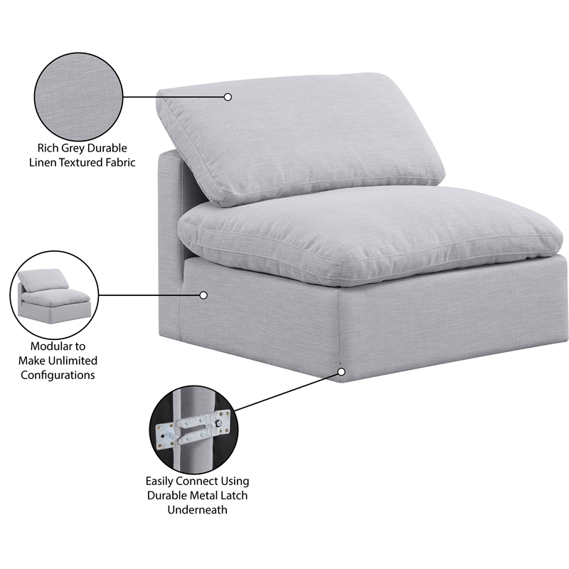 Bowery Hill Contemporary Linen Durable Fabric Armless Chair in Gray