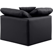 Bowery Hill Contemporary Vegan Leather Corner Chair in Black