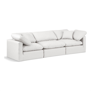 Bowery Hill Contemporary 105&quot Vegan Leather Modular Sofa in Cream