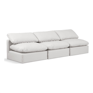 Bowery Hill Contemporary 105&quot Vegan Leather Modular Sofa in Cream