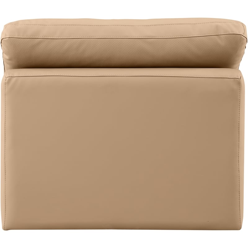 Bowery Hill Modern / Contemporary Vegan Leather Armless Chair in Tan