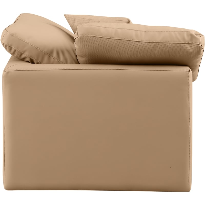 Bowery Hill Modern / Contemporary Vegan Leather Corner Chair in Tan