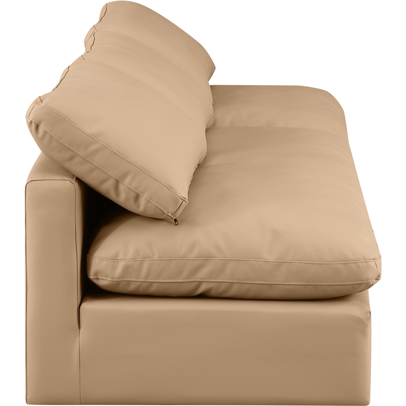Bowery Hill Contemporary Soft Tan Vegan Leather Modular Sofa