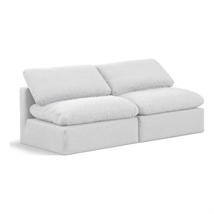 Bowery Hill Contemporary 70&quot Durable Fabric Modular Sofa in White