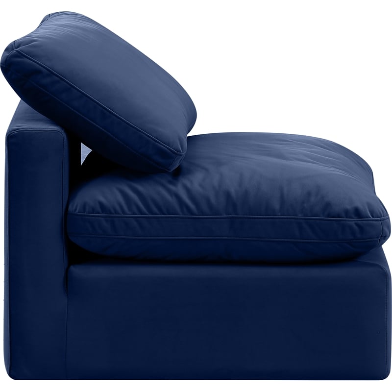 Bowery Hill Contemporary Durable Velvet Armless Chair in Navy
