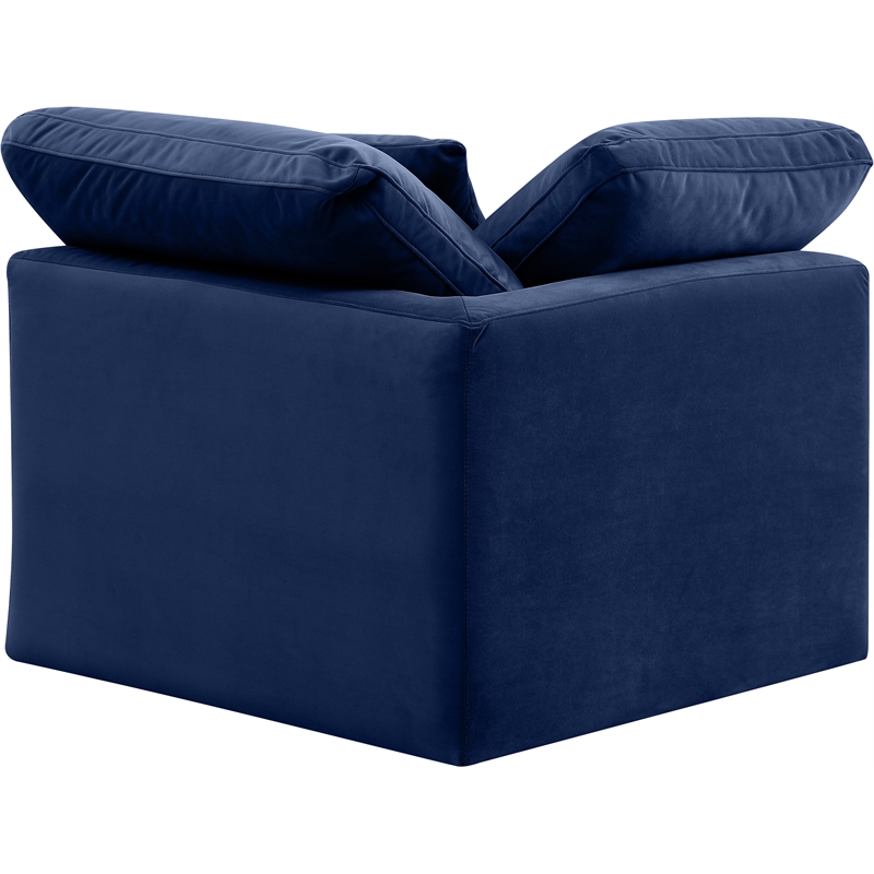 Bowery Hill Contemporary Durable Velvet Corner Chair in Navy