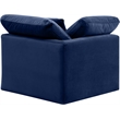Bowery Hill Contemporary Durable Velvet Corner Chair in Navy