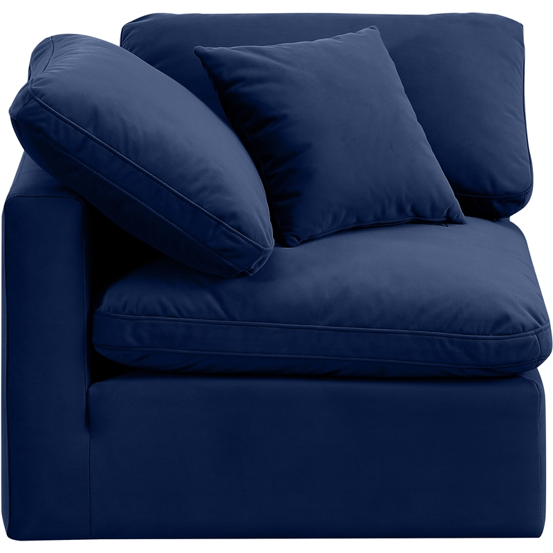 Bowery Hill Contemporary Durable Velvet Corner Chair in Navy