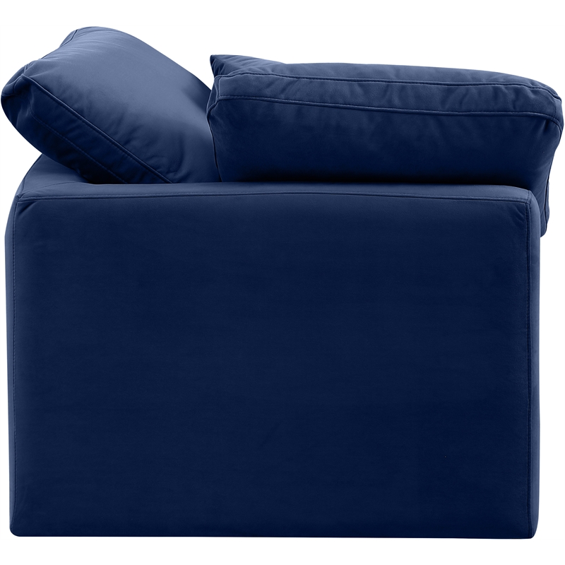Bowery Hill Contemporary Durable Velvet Corner Chair in Navy