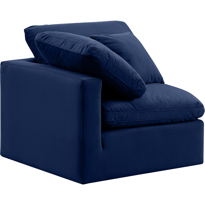 Bowery Hill Contemporary Durable Velvet Corner Chair in Navy