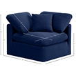 Bowery Hill Contemporary Durable Velvet Corner Chair in Navy